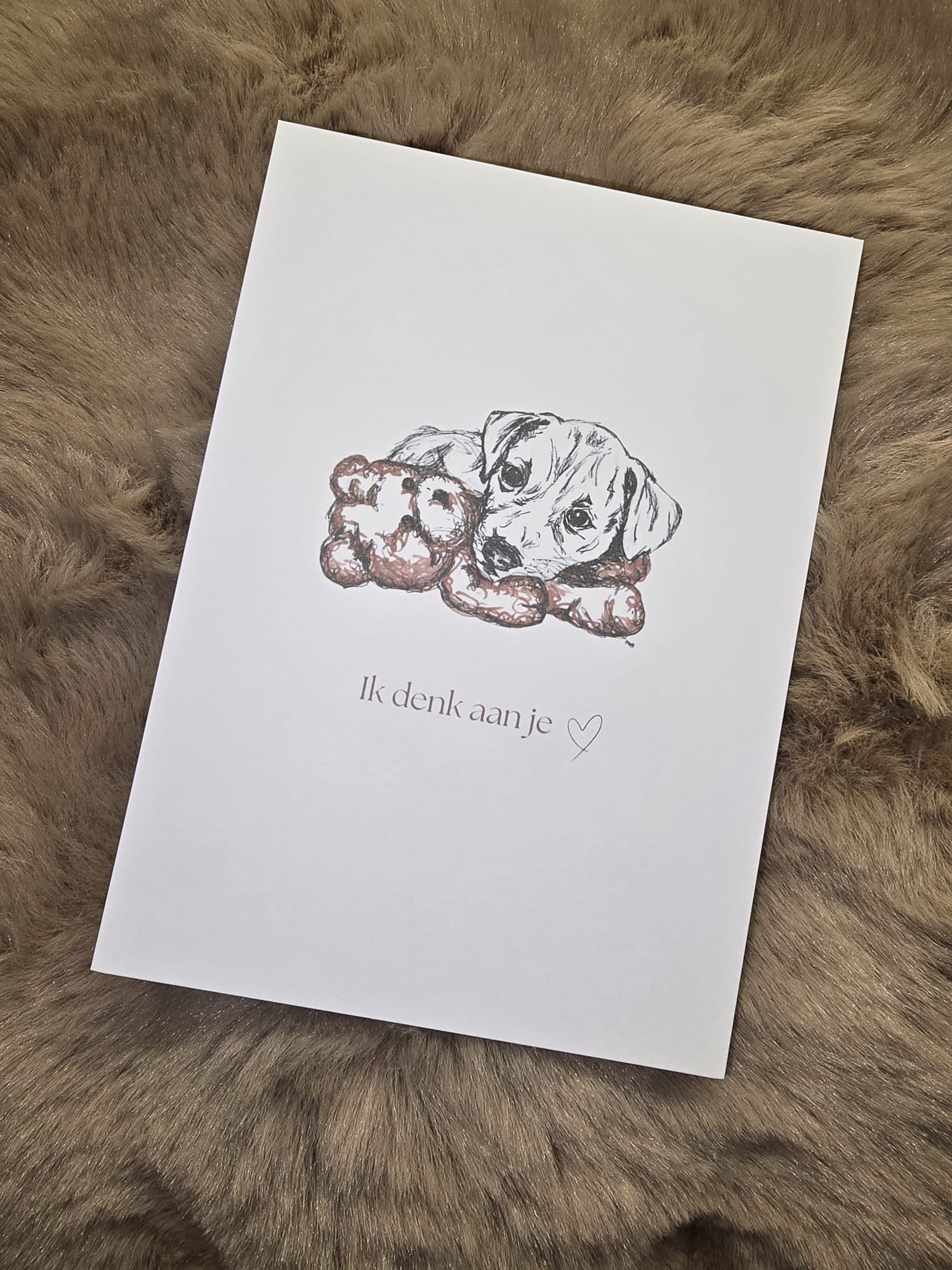 Kaart “ik denk aan je” + Envelop